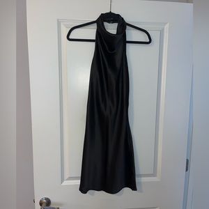 Revolve black satin halter neck dress size small